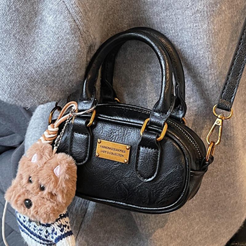 Retro Hand-held Small Bag, Winter Commuting Boston Bag, Stylish Single-shoulder Crossbody Bag