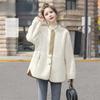 Winter New Korean Large-size Women's Clothing Stand-up Collar Lamb Wool Coat Loose Color Matching Thickened Coat