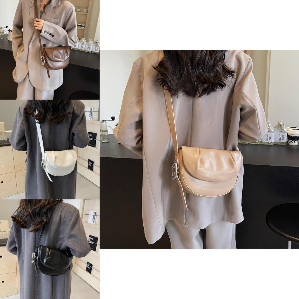 2024 New Spring Women's Saddle Bag Urban Minimalist Pu Shoulder Crossbody Bag Folded Design