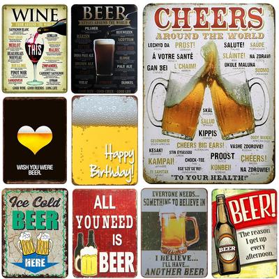 Пиво Cheers Жестяная вывеска Винтажная настенная тарелка Живопись Декор Бар Паб Ресторан Кухня Пин-ап Металлические вывески Ремесла Декоративные таблички
