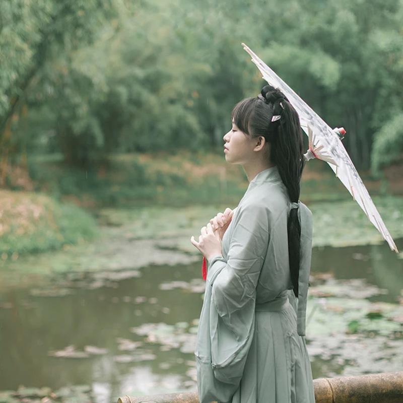 1PC Printed Photograph Props Long-handle Vintage Silk Umbrella for Hanfu Accessories Umbrella Parasol Colorful Oiled Paper