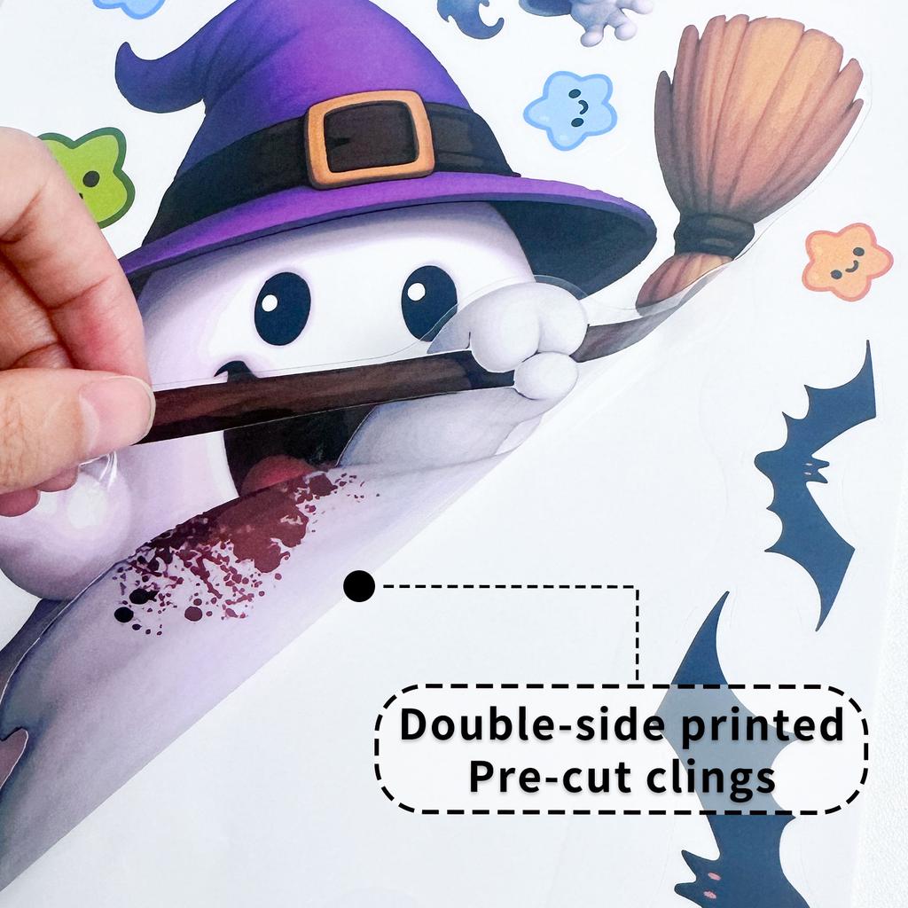 Halloween decorations creative cartoon spider ghost static sticker cute pumpkin bat glass sticker