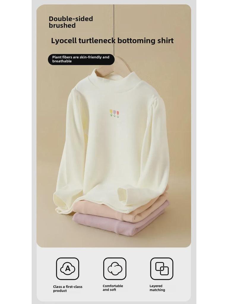 Girls' Thermal Turtleneck Fleece Shirt for Autumn & Winter - New Design