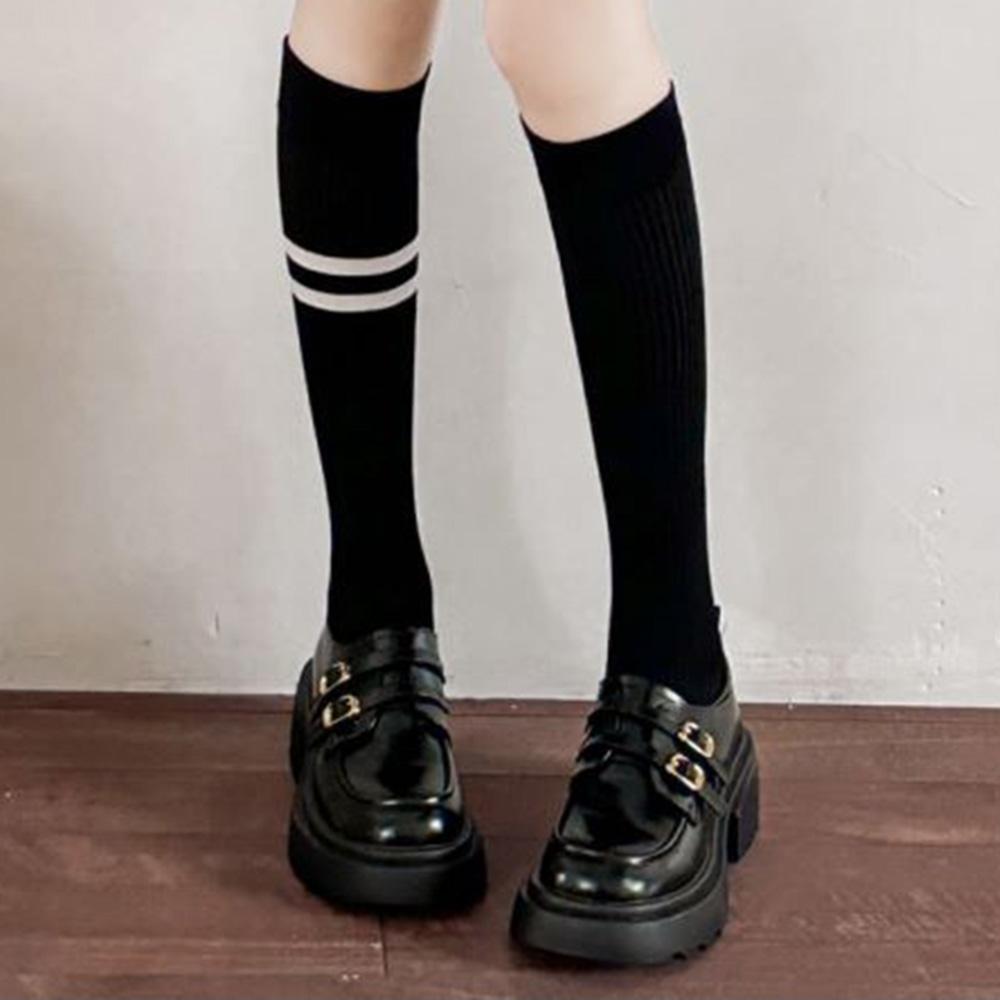 1 Pair/Lot Fashion Two Stripe Women's Calf Socks Autumn Winter Long Female Sokcs Korean Style Cycling Leg Socks High-Quality