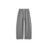 Shiyiyue Sporty Loose Casual Pants for Women, Autumn and Winter Elastic Waist Fleece-Lined Sweatpants with Drawstring, Straight Wide-Leg Long Pants