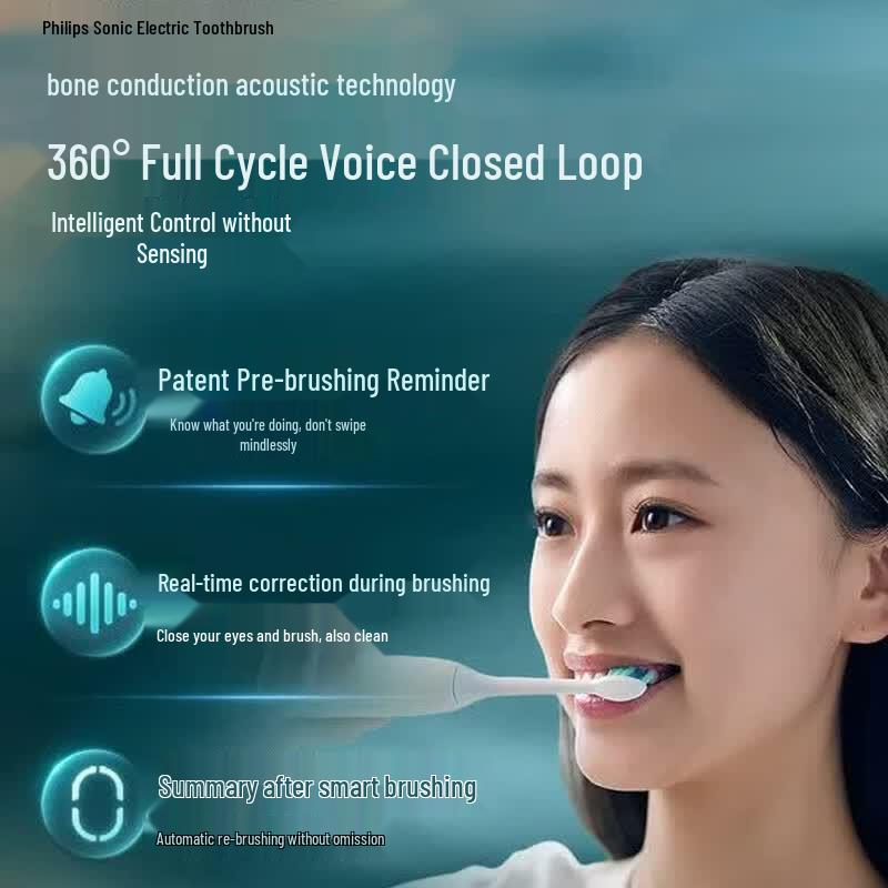 Philips Звуковая электрическая зубная щетка с умной голосовой навигацией, вилка CN (адаптер в комплекте)