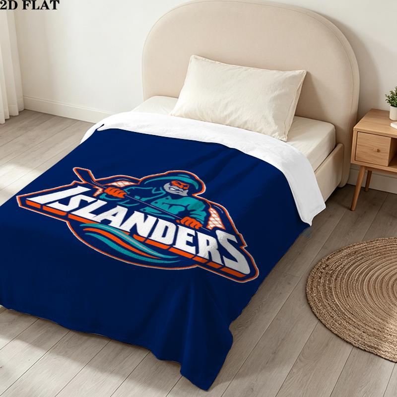 New York Islanders Print Flannel Blanket High Quality Warm Comfortable Cover for All Seasons Perfect for Gifts Home Decor