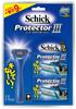 Schick Protector Тройная упаковка 8 запасных бритв для бритья запасное лезвие немецкого производства с защитной проволокой 1 штука (держатель (с лезвием) + лезвия) 3-лопастной