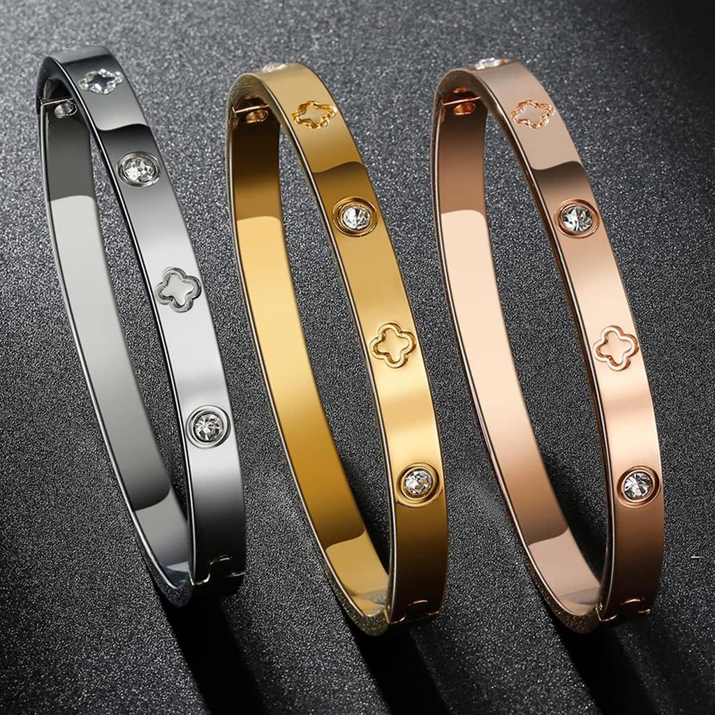 Браслеты с камнями фианита из нержавеющей стали, ювелирные изделия, подарки для женщин, девочек-подростков