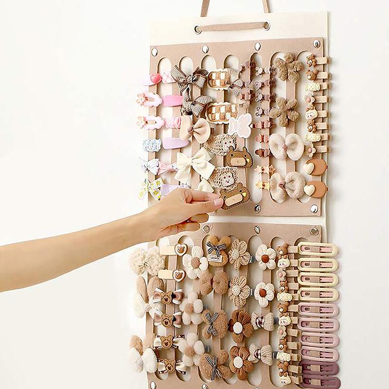 Органайзер для бантов для волос, настенный подвесной держатель для повязки на голову, вешалка для хранения заколок для волос, компактный аксессуар для комнаты для девочек