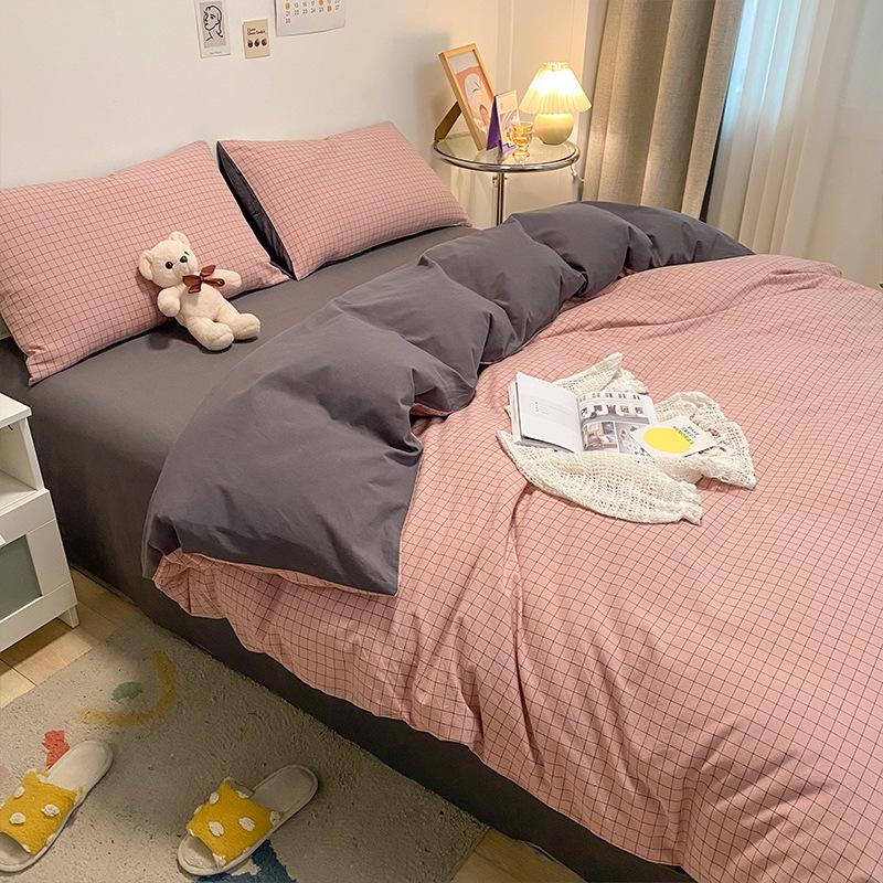 Хлопковое постельное белье в стиле Muji, Стиранный хлопок, Односпальное/Двуспальное, 150x200x230
