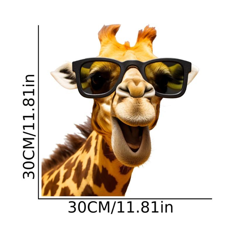 Мультяшные улыбающиеся солнцезащитные очки Длинношеий олень Стекло Домашнее украшение Наклейки на стену