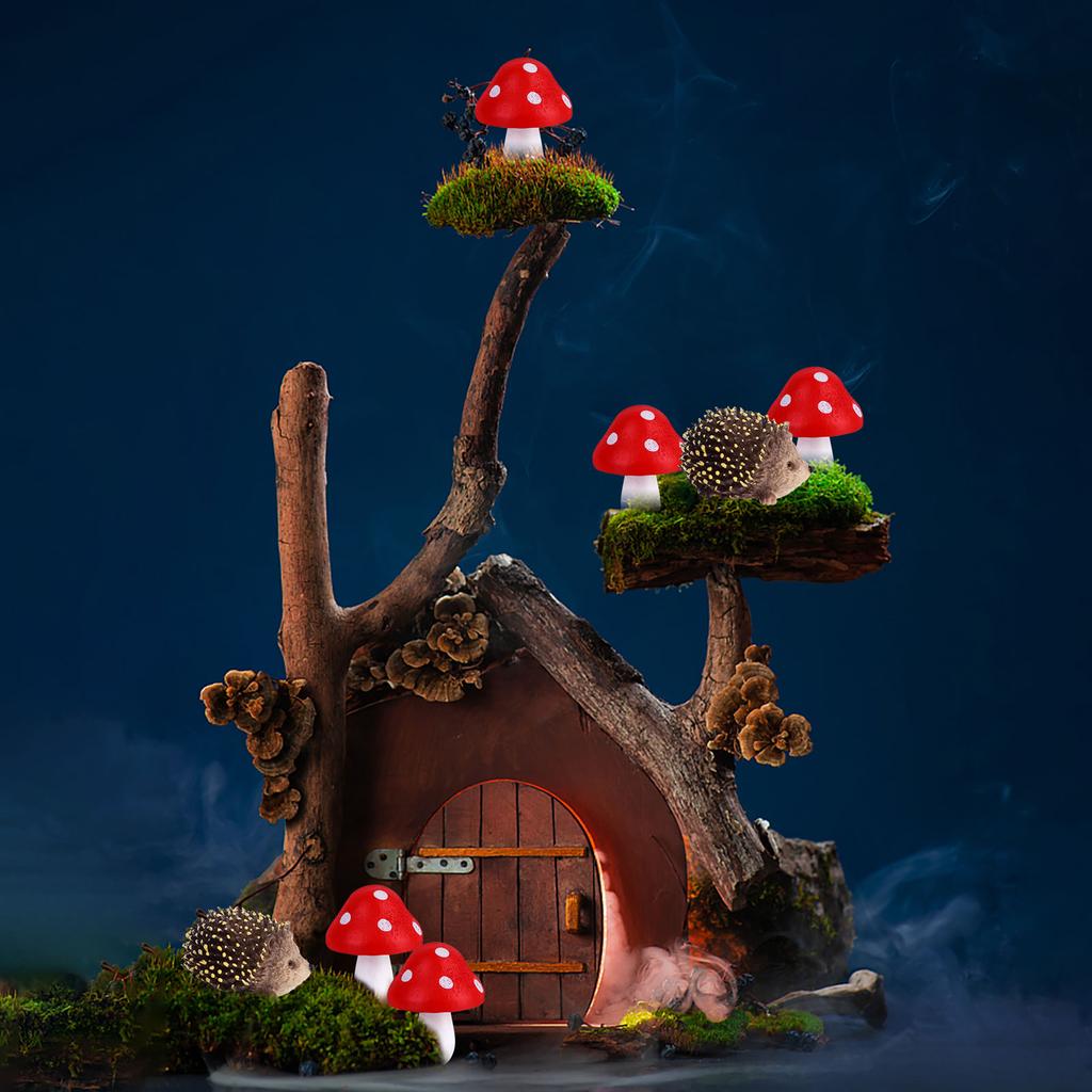 8 Pcs Fairy Wild Garden Accessories Mini Hedgehogs And Mushroom Statue Micro Lan