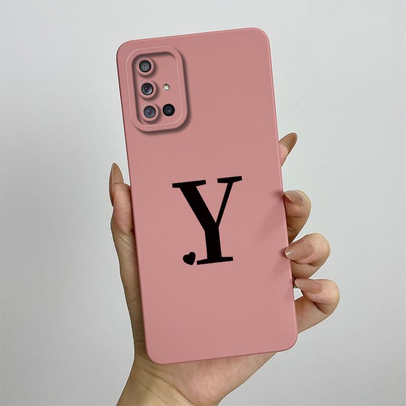 For Samsung Galaxy A51 A71 Case A515F A715F Initial Letters Liquid Silicone Phone Case For Samsung A51 A 31 71 Soft Cover Bumper