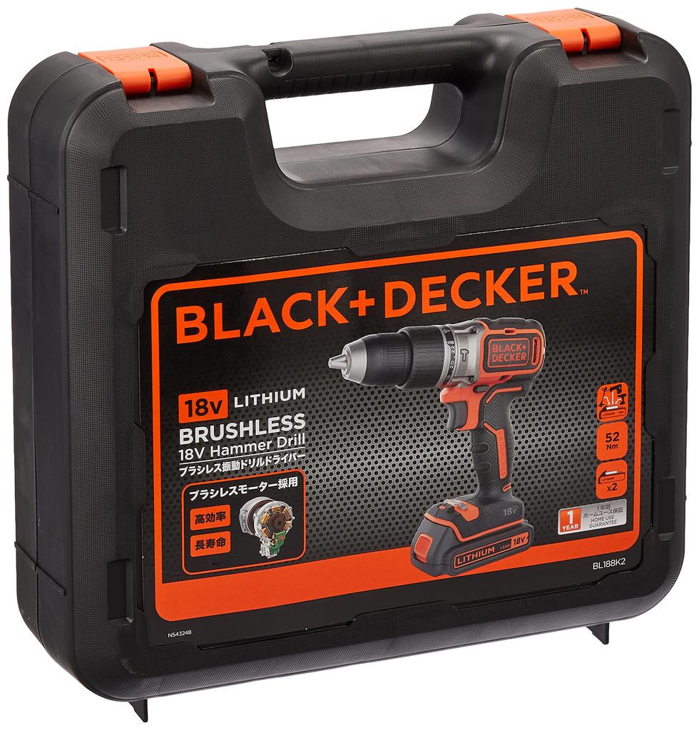 Black and Decker 18V вибрационная дрель-шуруповерт аккумуляторная дрель-шуруповерт ударный шуруповерт DIY BL188K2-JP
