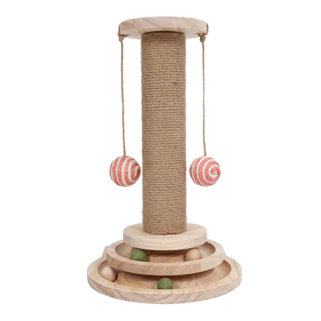 Деревянная когтеточка, интерактивная, снижает скуку, способствует физическим упражнениям, игрушка с вращающимся диском и шариком для