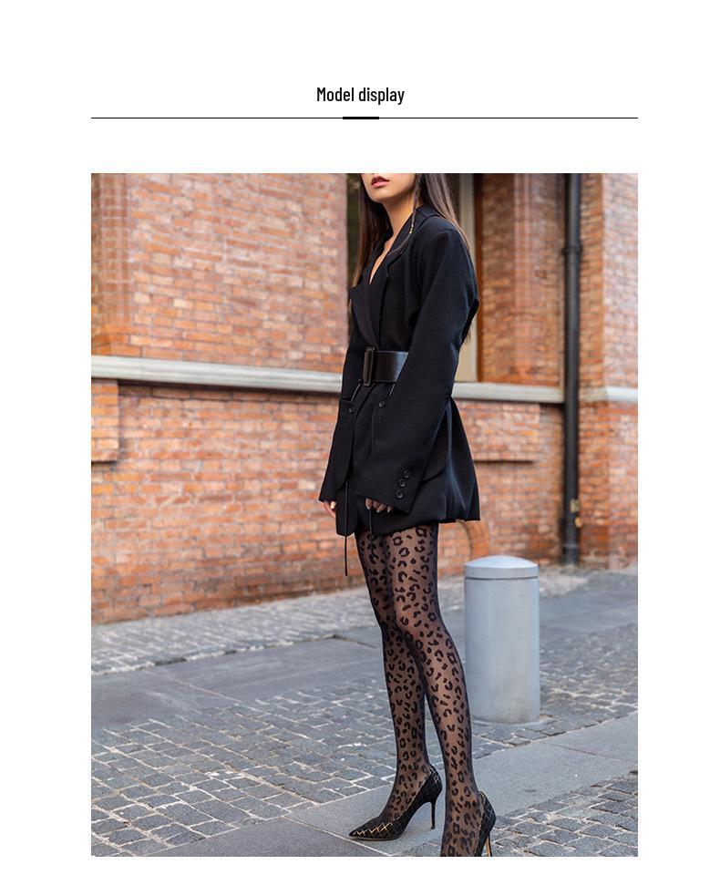 Леопардовые жаккардовые утягивающие летние чулки для женщин