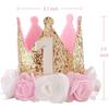 Baby Birthday Party Hat Crown 1 2 3 Year Old Girl Princess Crown Headpiece with Cute Baby Shower Happy Birthday Party Decoration