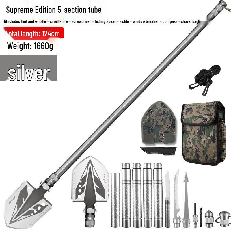 Многофункциональная складная лопата для улицы: Марганцевая сталь, Идеально подходит для кемпинга, рыбалки, внедорожного использования и задач, выполняемых с помощью транспортного средства