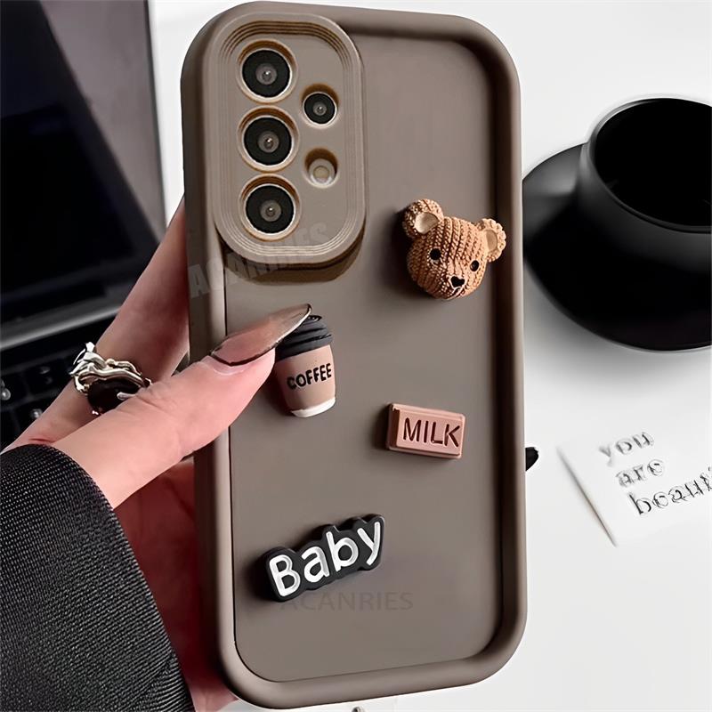 A 53 52 33 32 Милый 3D Медведь мультфильм силиконовый чехол для Samsung Galaxy A32 A52 A72 A33 A23 A13 A53 A73 4g 5g Мягкий матовый чехол A52s
