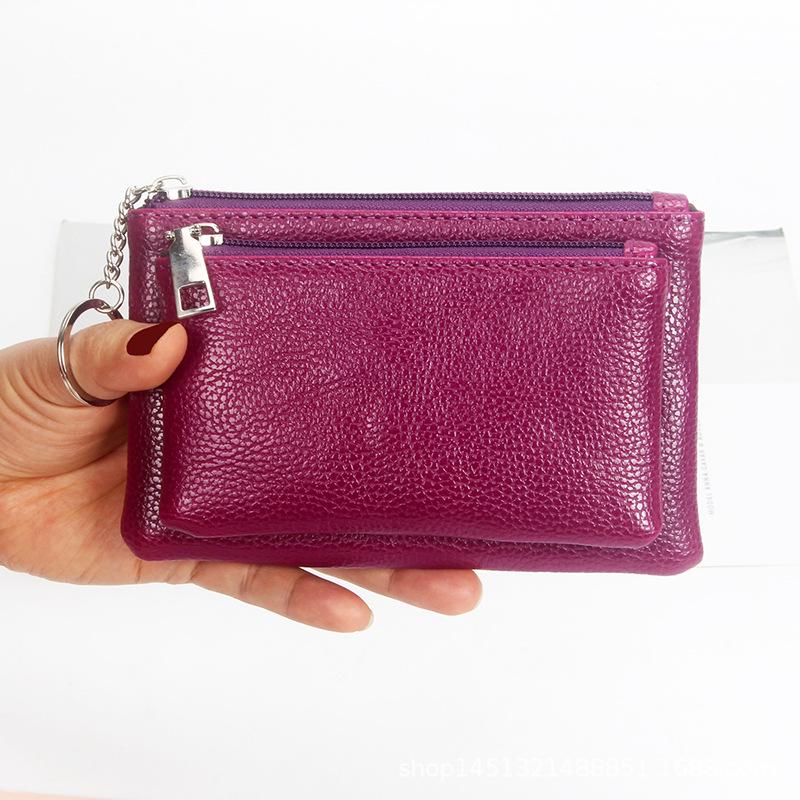 2024 Новый сладкий кошелек для монет: Кошелек из однотонной искусственной кожи с узором личи и модный маленький держатель для карт