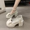 Fashion Mary Jane Shoes Women's New Fashion Pearl Bow High Heels with Small Leather Shoes Women Single Shoes