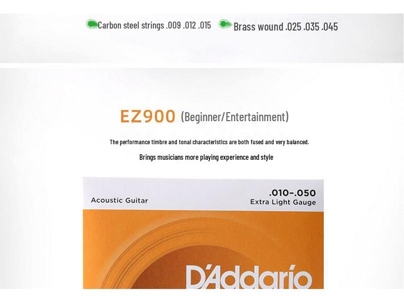 D'Addario EJ16 EZ920 Струны для фолк-гитары с покрытием из фосфорной бронзы, набор из 6 штук.