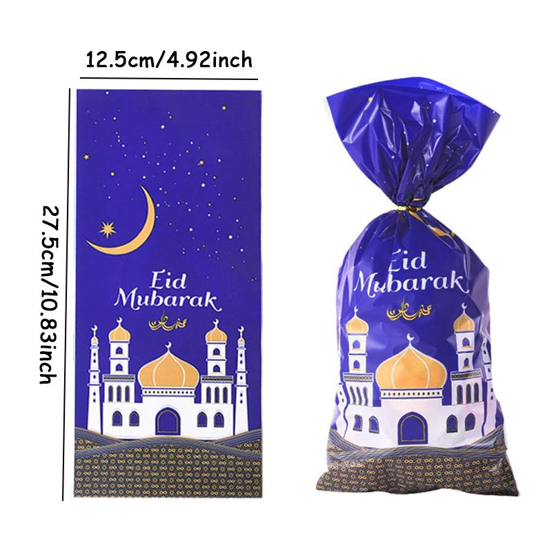 50pcs Eid Mubarak Candy Bags Ramadan Decoration 2025 Gift Bags Islamic Muslim Party Decoration Ramadan Eid Party Gift Packing