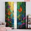 2pcs,2D Plane Printing Curtains Digital Printed Butterfly Paradise Versatile Polyester Fabric (without Rod) All Seasons for
