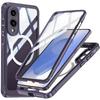 360 Двусторонняя защита для Samsung Galaxy S26 S25 Edge S24 Ultra S23 FE A56 A16 Чехол Закаленное стекло Чехол с беспроводной зарядкой