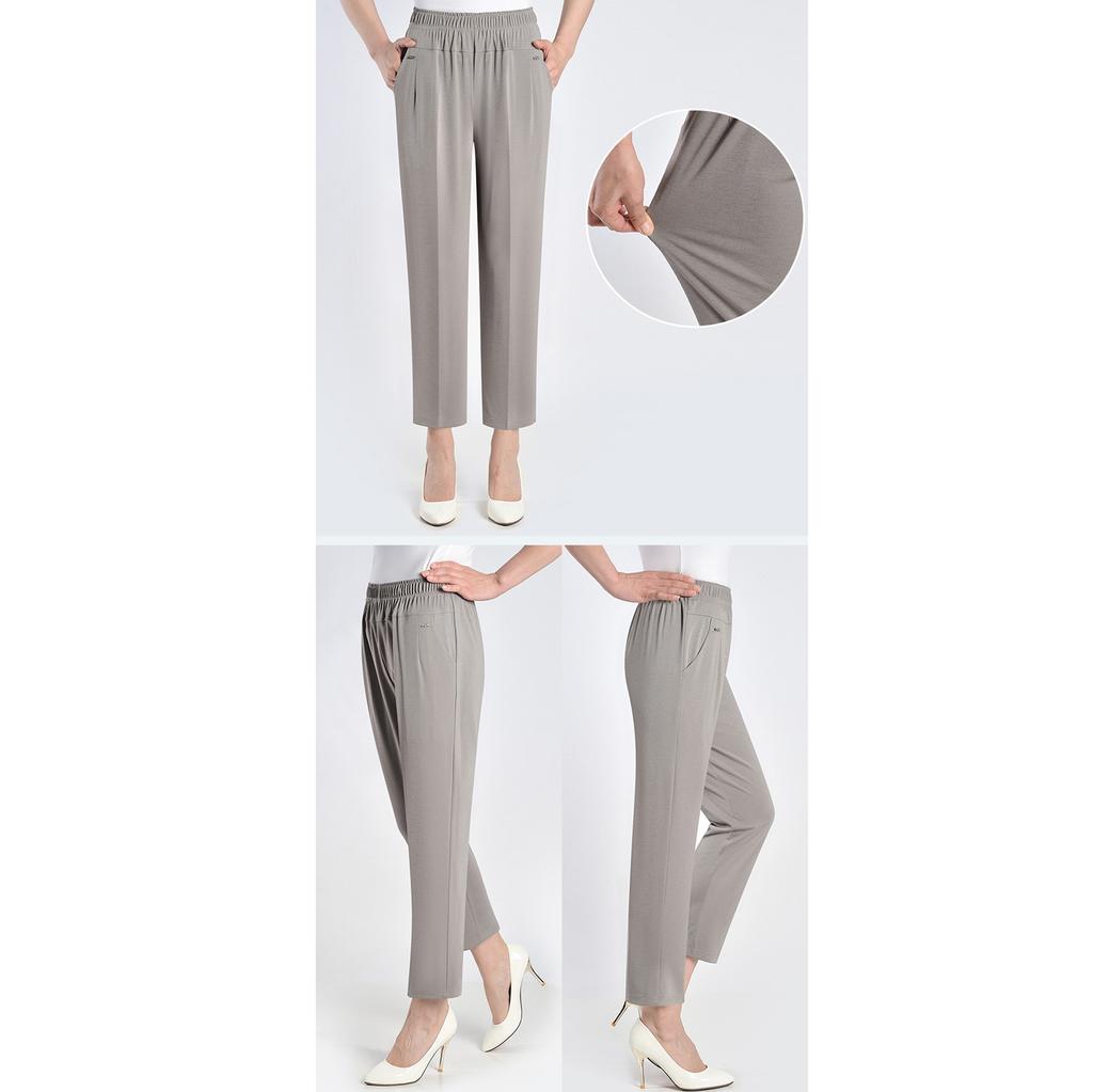 XL-8XL летние брюки для мам из ледяного шелка, брюки для пожилых женщин, свободные брюки для бабушки, большие