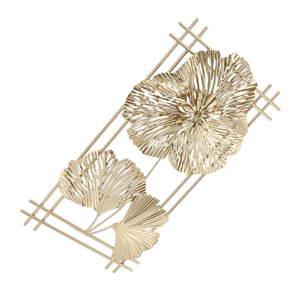Golden Metal Ginkgo Leaf Decoration Modern Minimalist 3D Wall Sculpture for Bedroom Living Room