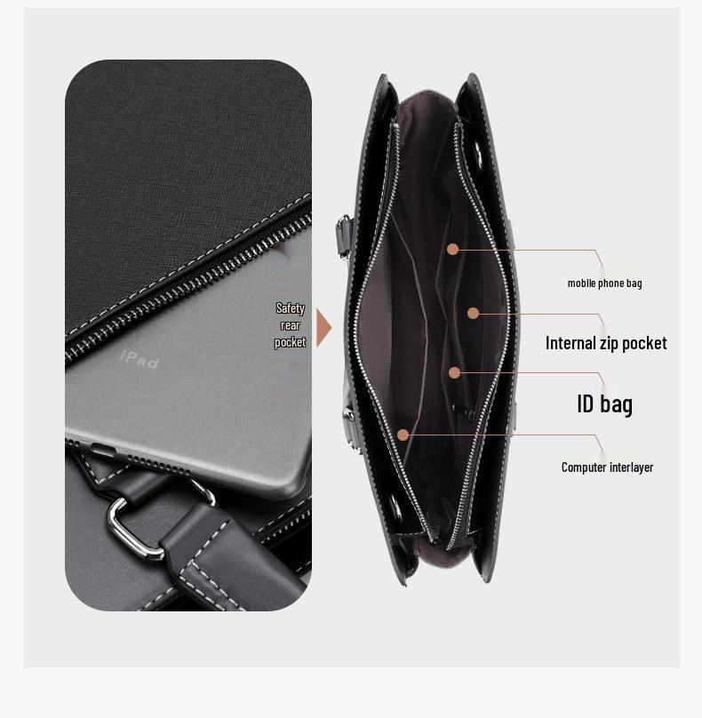 Мужской деловой портфель большой вместимости в стиле кэжуал - Минималистичная сумка через плечо для компьютера