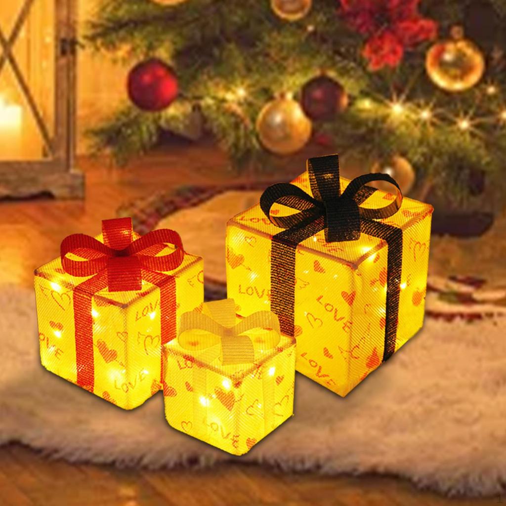 3 Pack Christmas Light Boxes, Luminous Gift Scene Layout Decoration for Party,