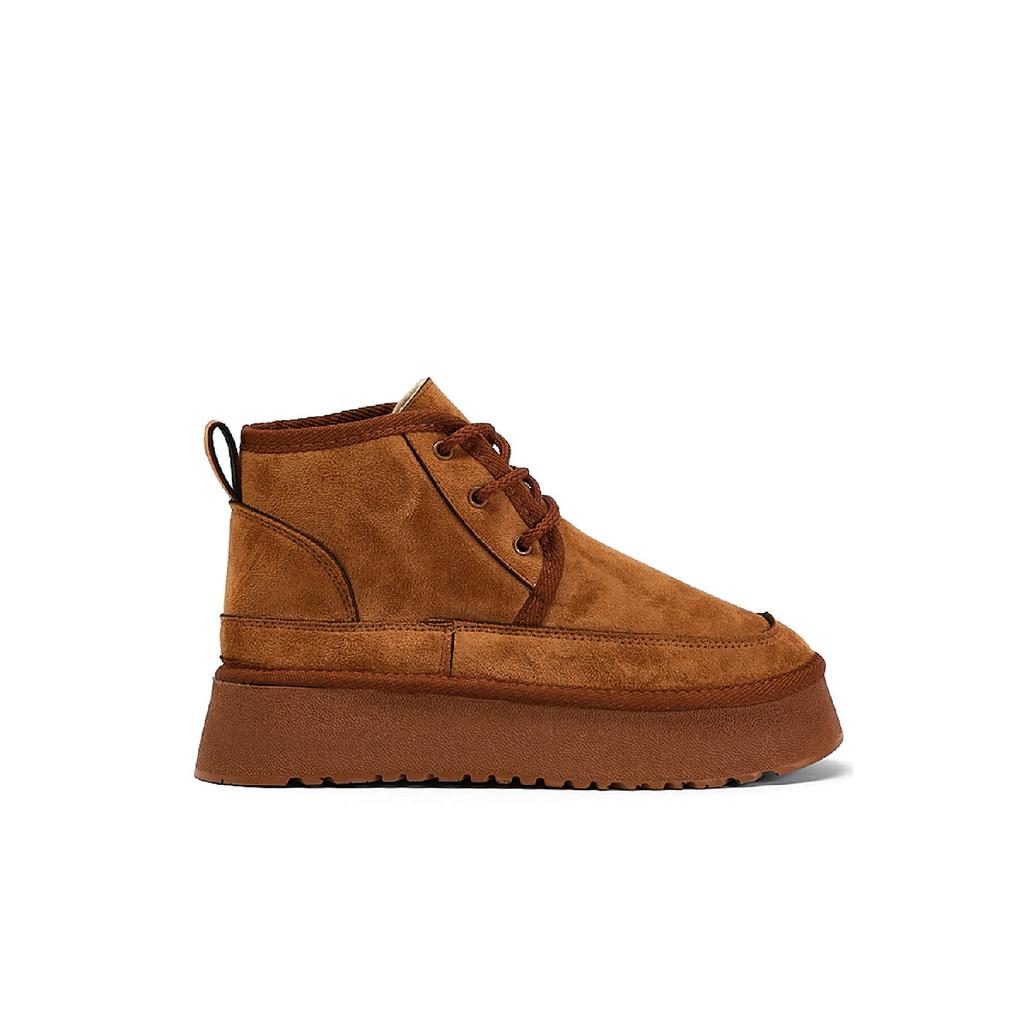 Женские бежевые замшевые женские замшевые ботинки из овчины на шнуровке удобного кроя