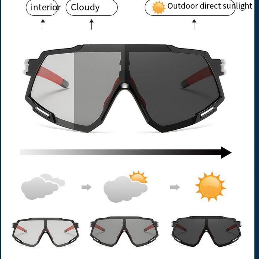 Пара новых солнцезащитных очков для велоспорта с изменяющим цвет стеклом, уличные объединенные солнцезащитные очки с большой оправой, трендовые очки с полной оправой, новые L