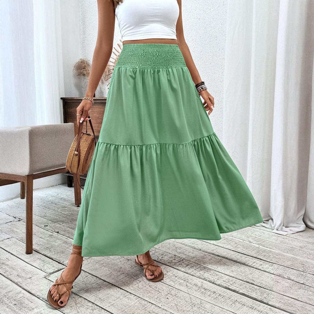 Женская модная плиссированная юбка с цветочным принтом и эластичным поясом, свободная юбка-трапеция с карманом