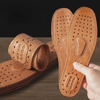 Утолщенные стельки из натуральной кожи, впитывающие влагу, дышащие, дезодорирующие, для мужчин и женщин