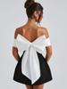 Back Big Bow Decoration Mini Dress Fashion Off Shoulder High Waist Sleeveless Backless Dresses Autumnm New Party Gowns