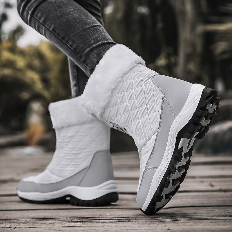 Зимние сапоги размера 36–42, женская зимняя хлопчатобумажная обувь, утепленная теплая обувь, непромокаемые хлопковые ботинки, белая обувь для скалолазания