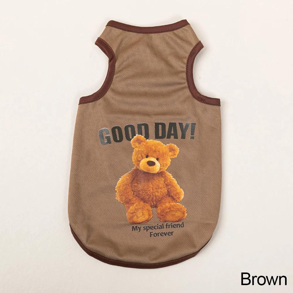 Spring  Dog Vest Thin Breathable Puppy Clothes Cute Bear Printed Cat T-shirt Sleeveless Chihuahua Pullover Pet Supplies