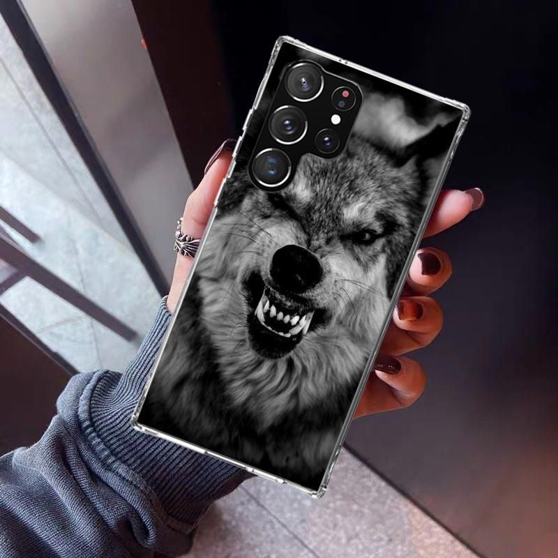 Angry Animal Wolf Fierce Phone Case For Samsung Galaxy S23 S24 S25 Edge S26 Ultra S22 + S21 Plus S20 FE Cover Silicone Print She
