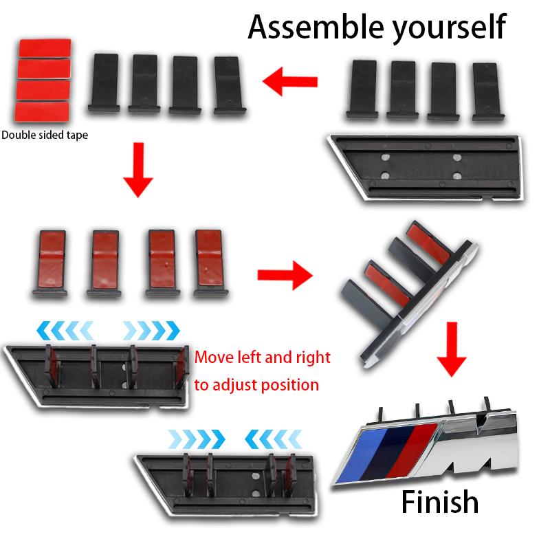 ABS 3D Car Front Grille Badge Emblem For BMW M Logo X1 X2 X3 X4 X5 X6 F48 G01 E84 E83 F39 F10 F30 G11 G07 G86 G80 G60 E60 E46