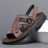 Men's Soft Leather Breathable Beach Sandals - Hollow, Two-Purpose Summer Shoes