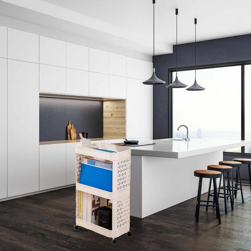 Mobile Bookshelf with Wheels Flexible Enhance Space Utilization Durability Rolling Storage Cart for