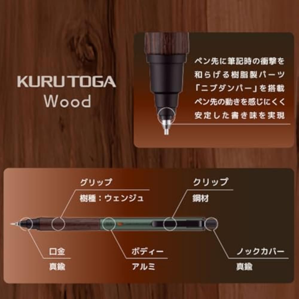 Механический карандаш Mitsubishi Pencil Kurt Ga Деревянный 0,5 мм Стальной Серый M5KW1P.23