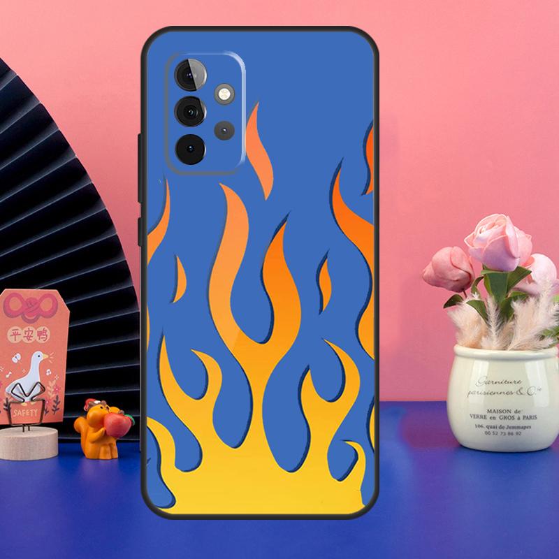 Эстетичный чехол с огнем, светло-голубой, огненно-розовый, для Samsung Galaxy A54 A34 A24 A14 A73 A53 A33 A23 A13 A52 A32 A22 A12 A51 A71