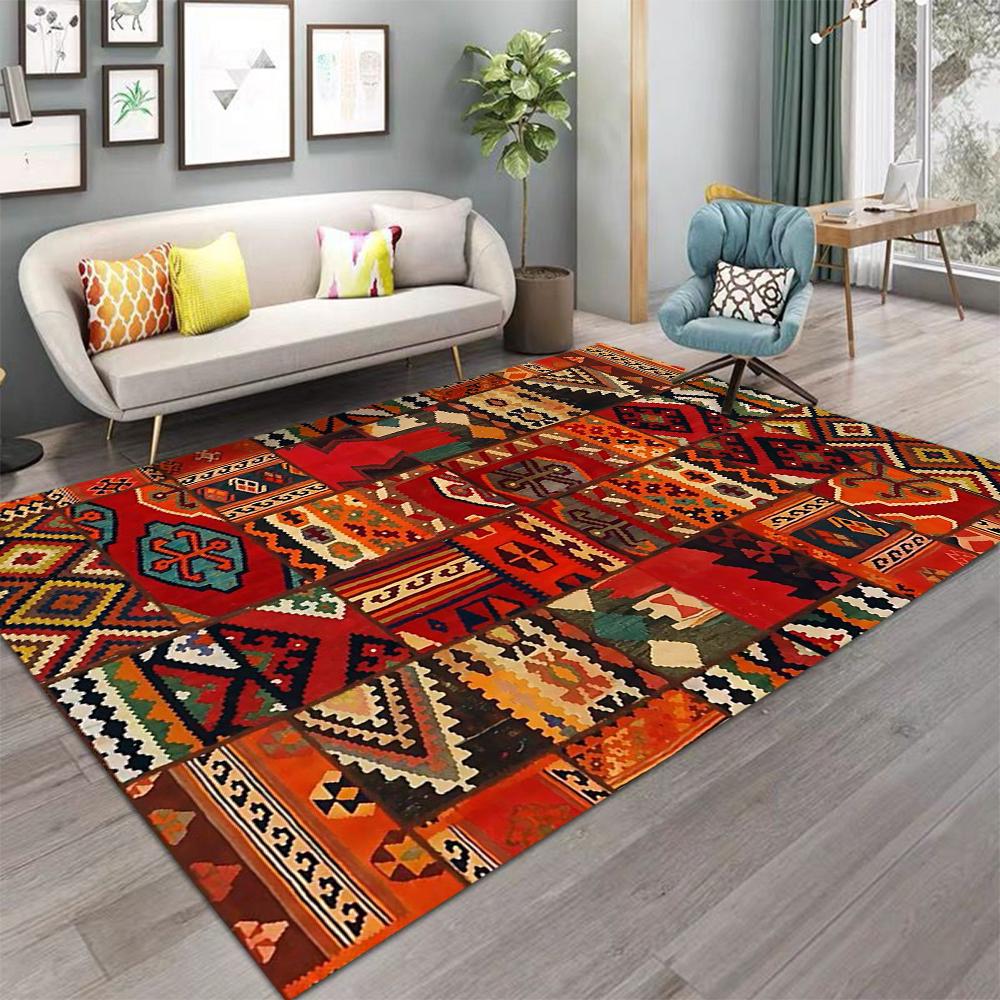 Red Persian Pattern Carpet Traditional Vintage Rug NonSlip Floor Mat for Living Room Bedroom Bedside Rug Classic Home Decor