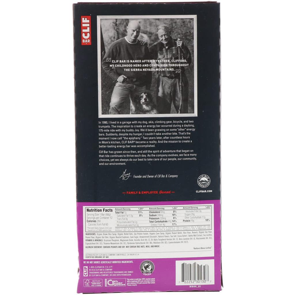 Clif Bar Energy Bar, Chocolate Chip Peanut Crunch, 12 Bars, 68 G (2.40 Oz) Each