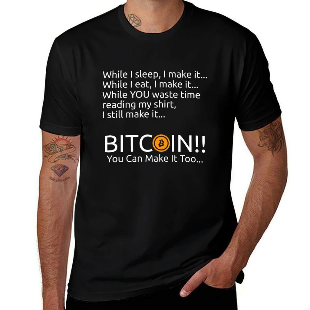 Создание футболки с принтом Bitcoin, большого размера, с коротким рукавом, для мужчин
